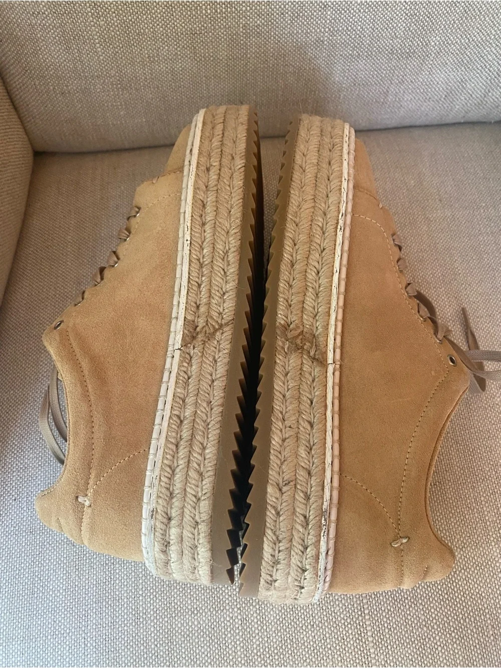 Rag & Bone Kent Platform Espadrille Suede Sneakers Dune Women's Sz 38  US 8